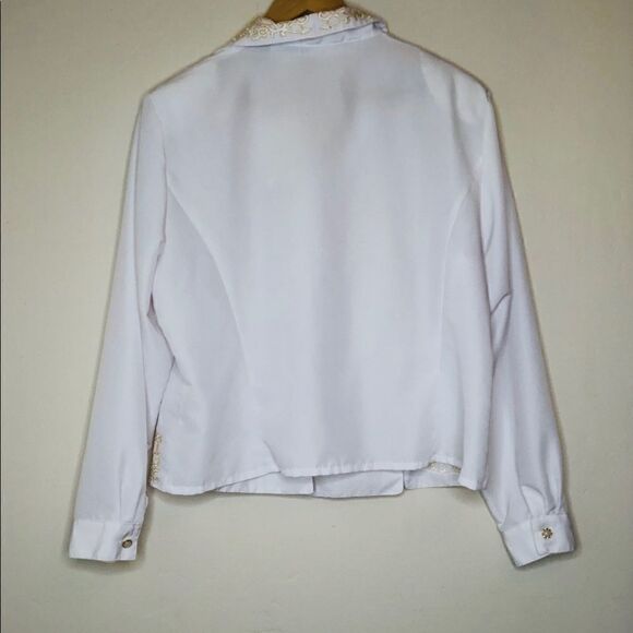 Perlita Button-Down Embroidered Blouse, White Top - Picture 5 of 8